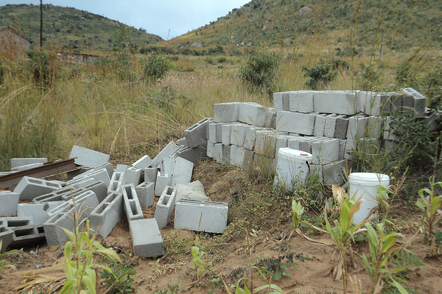 Cement blocks unloaded at site