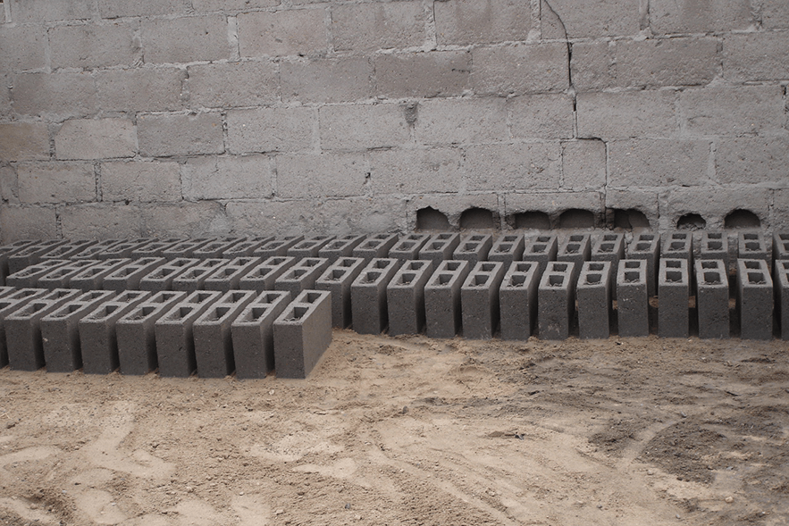 Cement blocks taking shape