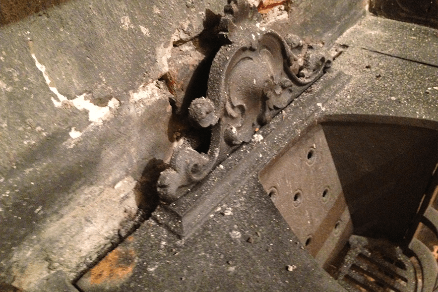 Close inspection of Victorian fireplace