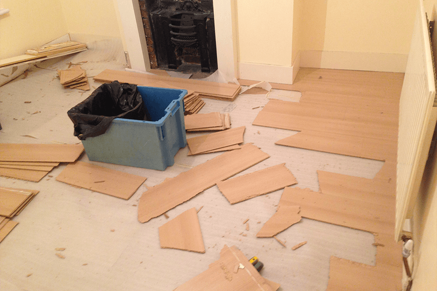 Removing old glued vinyl flooring