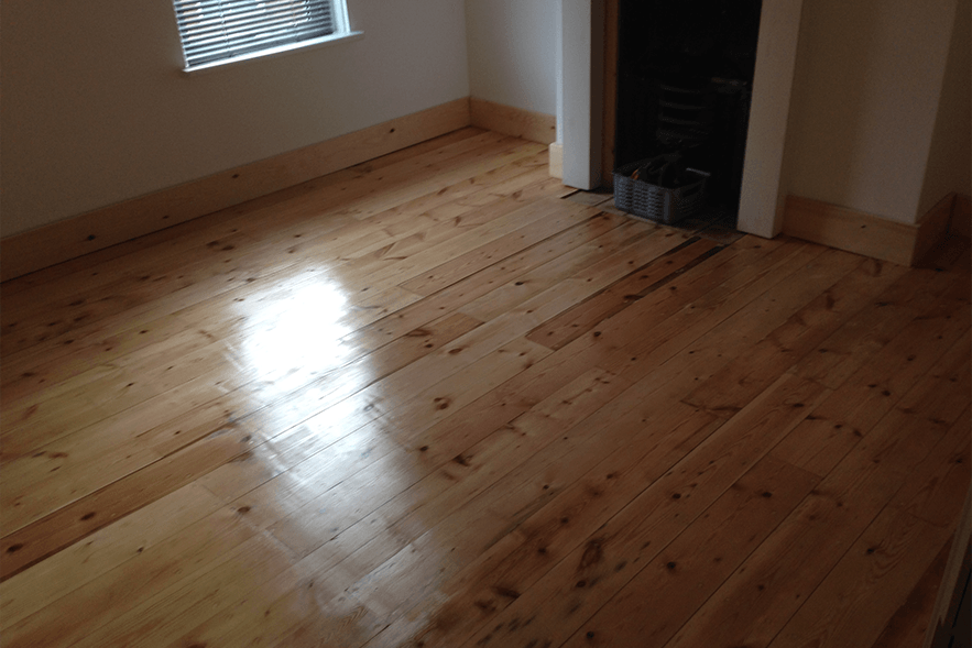 Couldy day but varnished floor shines