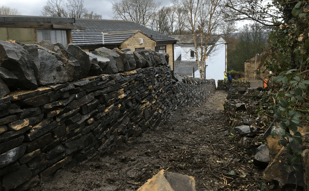Completed dry stone wall