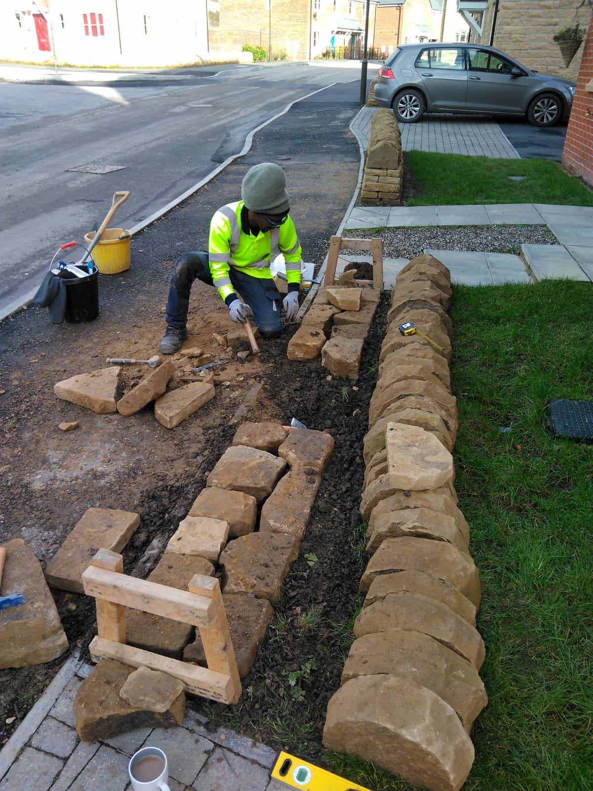 Mill Farm dry stone walling with newly quarried stone Roots Crafts