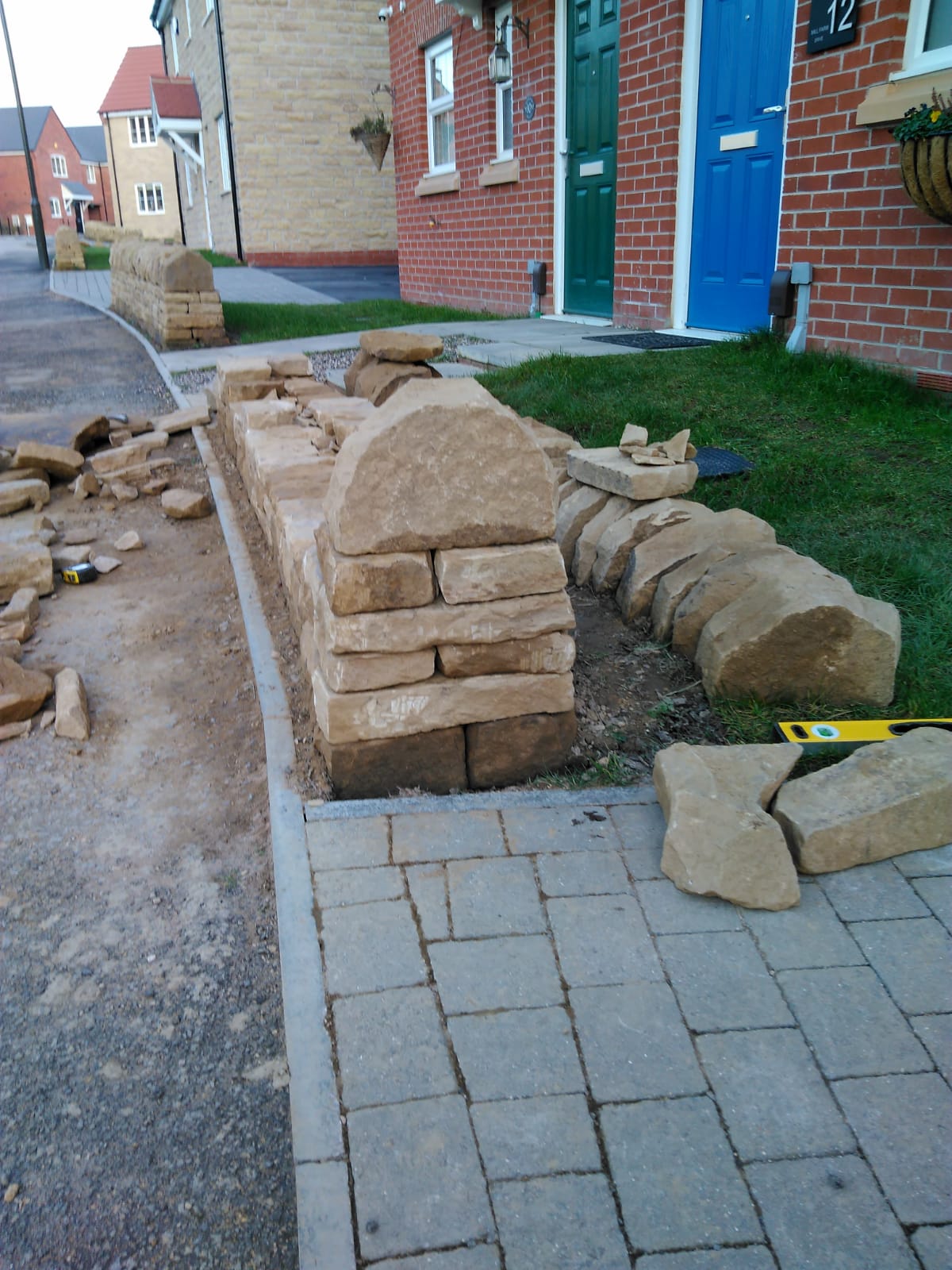 Mill Farm dry stone walling with newly quarried stone Roots Crafts