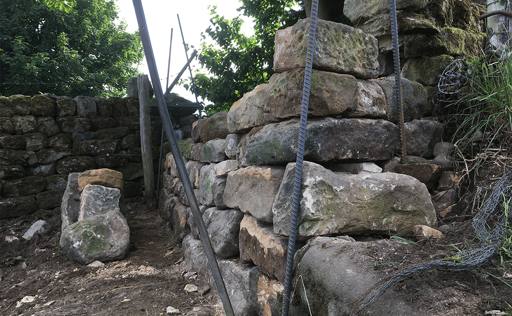 gritstone dry stone field wall