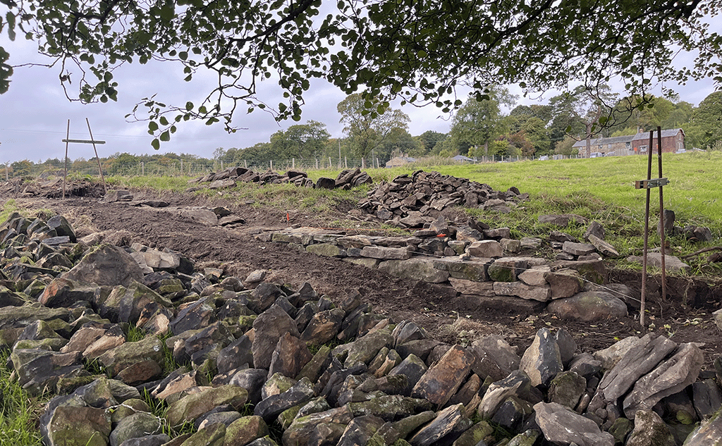 Dry stone wall foundation