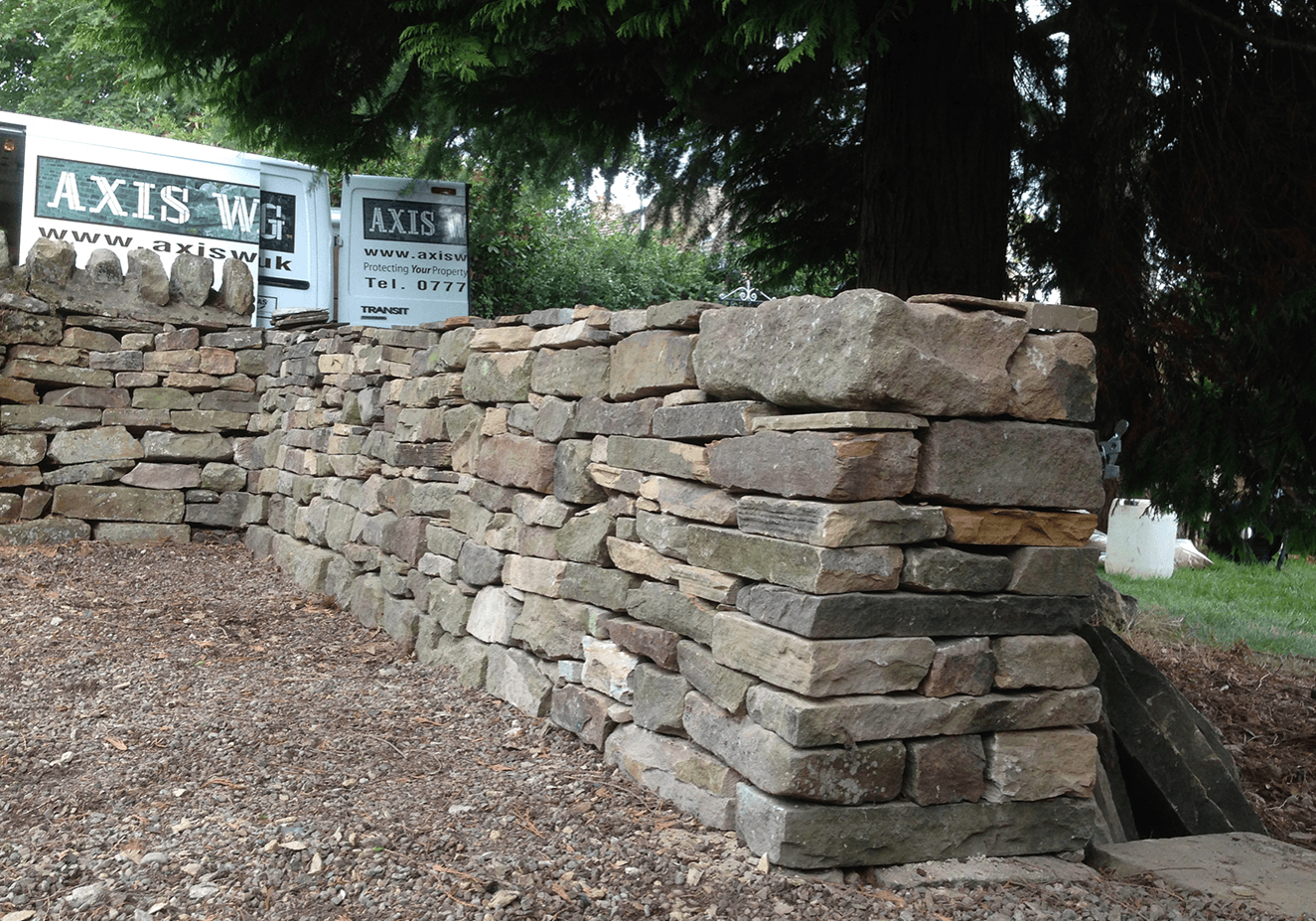 Dry stone walling garden wall